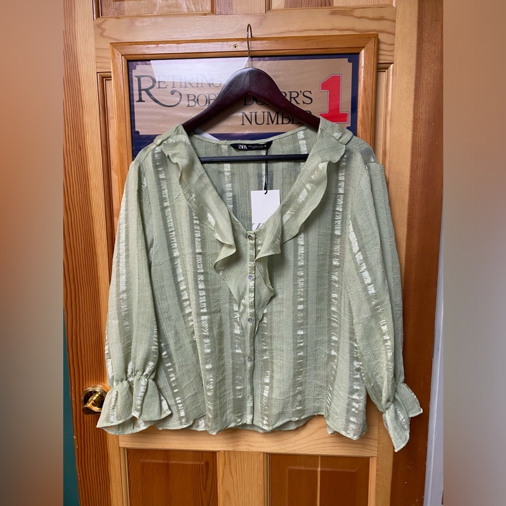 Zara green top size xl - Picture 2 of 5